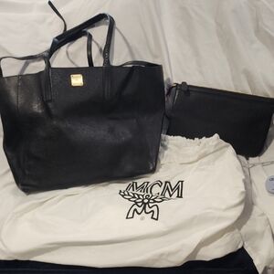 MCM Black Tote with Gold Accent
